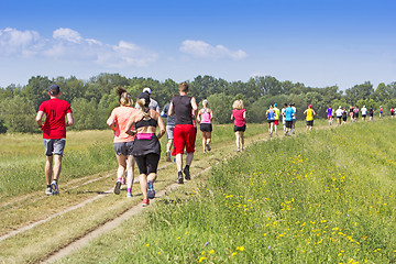 Image showing A lot of people on Marathon running in nature