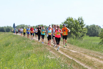 Image showing A lot of people on Marathon running in nature