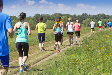 Image showing A lot of people on Marathon running in nature