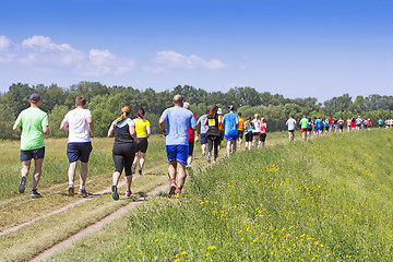 Image showing A lot of people on Marathon running in nature