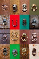 Image showing Ancient italian door knockers and handles.
