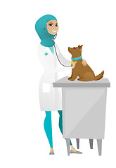 Image showing Veterinarian examining dog vector illustration.