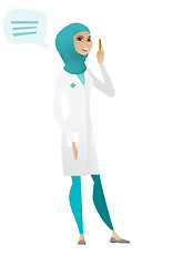 Image showing Young muslim doctor with speech bubble.