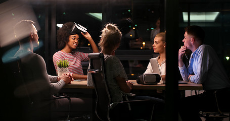 Image showing Multiethnic Business team using virtual reality headset