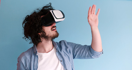 Image showing man using VR headset glasses of virtual reality