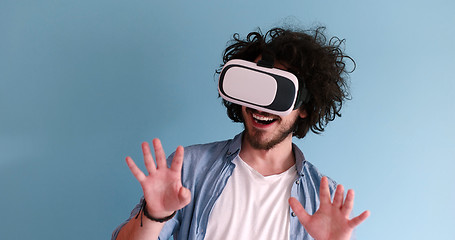 Image showing man using VR headset glasses of virtual reality