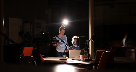 Image showing young designers in the night office