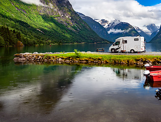 Image showing Family vacation travel RV, holiday trip in motorhome