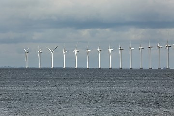 Image showing Wind tubines near the coast