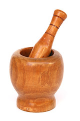 Image showing wooden  mortar and pestle