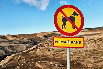 Image showing Dogs forbidden without leash in Iceland