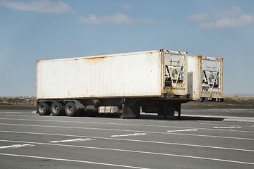 Image showing Container carrier trailers parked