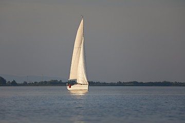 Image showing Sailing boat in dusk light