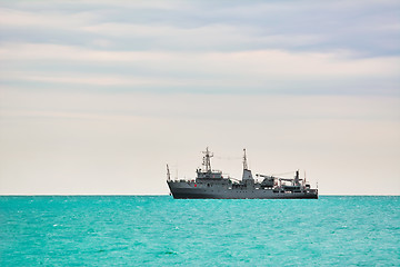 Image showing Military Ship in the Sea