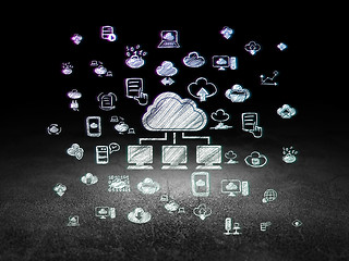 Image showing Cloud computing concept: Cloud Network in grunge dark room