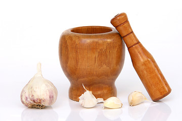 Image showing  garlic mortar and pestle