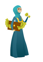 Image showing Business woman with briefcase full of money.