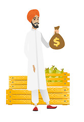 Image showing Hindu farmer holding a money bag.