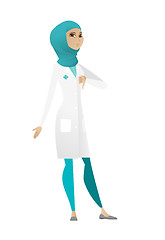 Image showing Disappointed muslim doctor with thumb down.