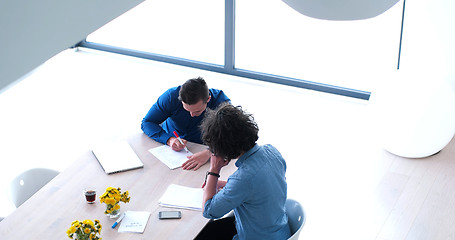 Image showing Startup Business Team At A Meeting at modern office building