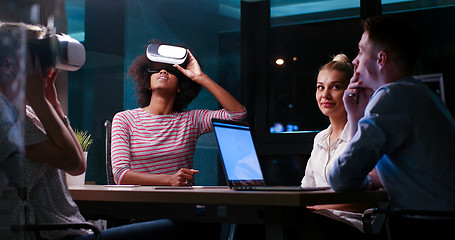 Image showing Multiethnic Business team using virtual reality headset