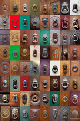 Image showing Ancient italian door knockers and handles collection.