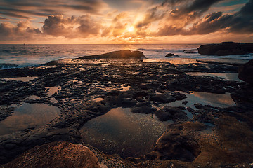 Image showing Morning sunrise from Cape Banks coast Sydney