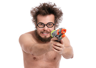 Image showing Crazy bearded man - beach concept