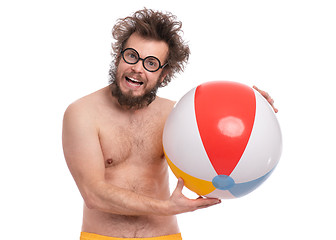 Image showing Crazy bearded man - beach concept