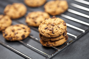 Image showing Baking grid with chokolate cookies.