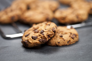 Image showing Baking grid with chokolate cookies.