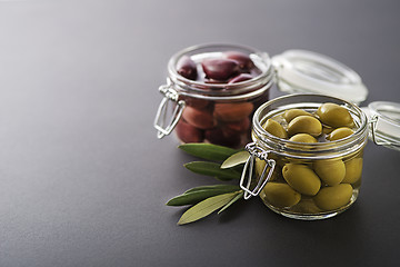 Image showing Olives in jar