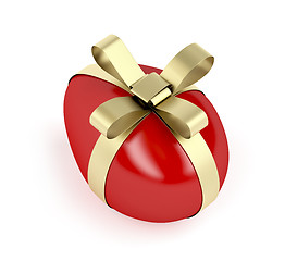 Image showing Easter egg with golden ribbon