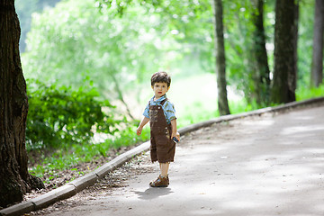 Image showing A little boy in an old park