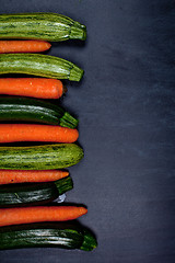 Image showing Fresh organic wet carrots and zucchini.