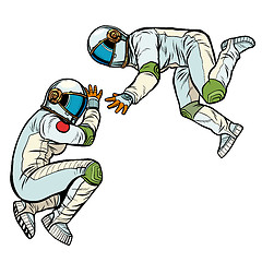 Image showing two astronauts in zero gravity