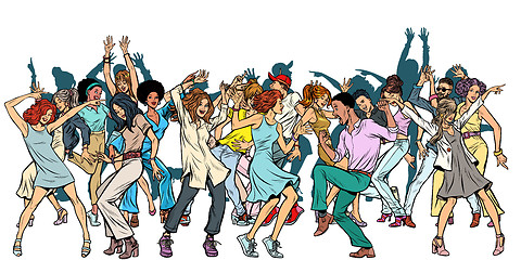 Image showing Group of dancing youth, isolate on a white background