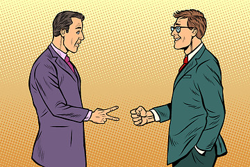 Image showing businessmen game rock paper scissors