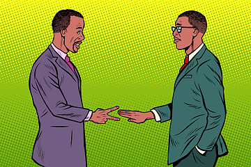 Image showing african businessmen game rock paper scissors