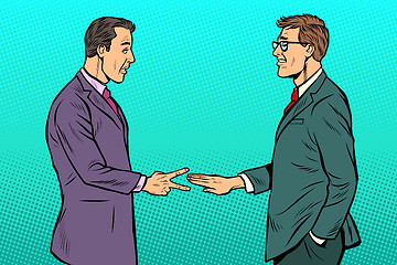 Image showing businessmen game rock paper scissors