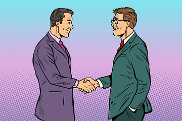 Image showing caucasian businessmen men handshake