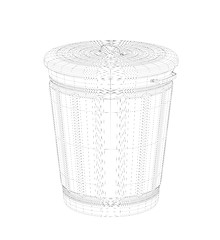 Image showing 3D wire-frame model of trash can