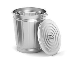 Image showing Empty metal trash can