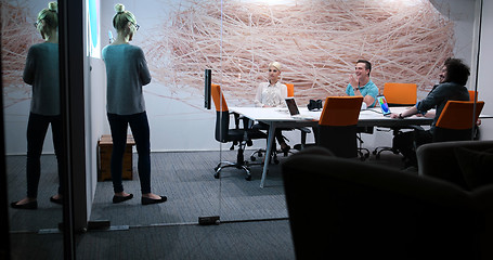 Image showing Startup Business Team At A Meeting at modern office building