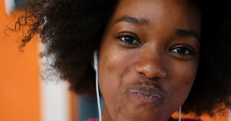 Image showing portrait of young afro american woman in gym