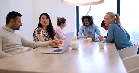 Image showing Startup Business Team At A Meeting at modern office building