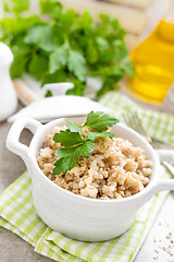 Image showing Barley porridge on white background