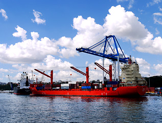 Image showing Cargo Ships in Port.