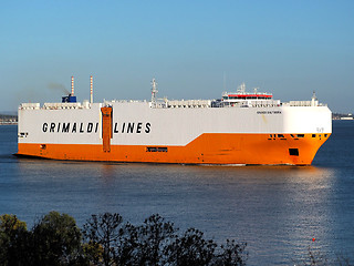 Image showing Car Carrier "Grande Baltimora" leaving port.