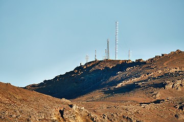 Image showing Transmitter towers on a hill